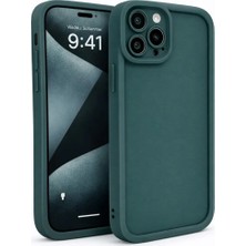 Fenza iPhone 13 Pro Uyumlu Kamera Çıkıntılı Yeşil Renkli Mat Silikon Telefon Kılıfı