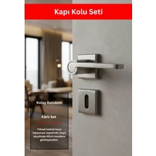 Zeraf Ev Lüks Zarafet Kare Rozetli Alüminyum Kapı Kolu Oda Tipi Kapı Kulp Inoks
