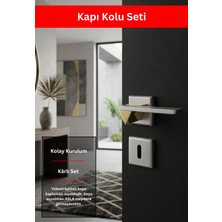 Zeraf Ev Larua Kare Rozetli Alüminyum Kapı Kolu Oda-Wc Lavabo Uyumlu Kapı Kolu Saten - Mat Altın