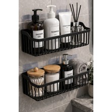 Yapışkanlı Banyo Şampuanlık Rafı - Mutfak Rafı -Ikili Duş Düzenleyici - Organizer