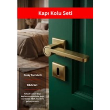 Zeraf Ev Zarafet Kare Rozetli Alüminyum Kapı Kolu Oda-Wc Lavabo Uyumlu Kapı Kolu Antik