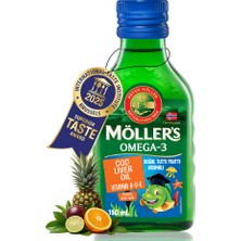 Möller's Möller’s Omega 3 Morina Balık Yağı Şurup 150 ml Tutti Frutti Aromalı, DHA, EPA ve A, D, E Vitaminli, Çocuklar ve Yetişkinler için Saf, Doğal