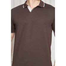 Erkek Jeuss Oysho Kumaş Yakalı Kahverengi Tshirt