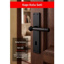 Zeraf Ev Lüks Yalı Koleksiyonu Arma Aynalı Alüminyum Kapı Kolu Oda Tipi Kapı Kulp Mat Siyah