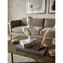 Mirsa Global Dekoratif Diana Büst Biblo – Antik Yunan Heykel Tarzı, Biblo Beyaz Gold Lüks Salon Konsol Süs Objesi ( Polyester)