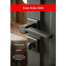 Zeraf Ev Lüks Zarafet Kare Rozetli Kapı Kolu Antrasit