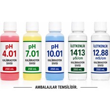 Tekno İstanbul pH 4.01 - 7.01 - 10.01 & 1413 µS/cm - 12.88 mS/cm Kalibrasyon Sıvısı (250 mL Set)