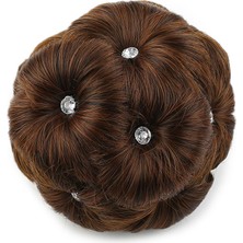 Chic Haven Taşlı Topuz Toka / Kahve Karamel