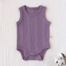 Mimu Baby %100 Pamuk Pointel Çıtçıtlı Bebek Zıbın - Gül Kurusu Ajurlu