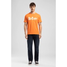 Lee Cooper LONDONLOGO Erkek Regular Fit %100 Pamuk Baskılı Bisiklet Yaka T-Shirt Turuncu