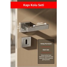 Zeraf Ev Premium Ahenk Kare Rozetli Kapı Kolu (Oda-Wc-Yale Kilit Tipleri)(Takım)  Nikel - Saten