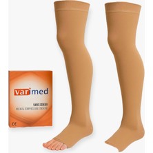 Varimed Varis Çorabı Dizüstü Burun Açık Medikal Kompresyon Çorabı Ten Rengi Ce Belgeli