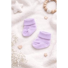 Amelio Kids Amélio Kids Lila Organik Pamuk Katlamalı Unisex Yenidoğan Soket Çorap