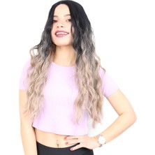 Chic Haven Su Daası Uzun Perçemsiz Fiber Sen Peruk / Siyah / Küllü Bebek Sarı Ombreli