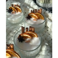 Çağıl Candles Tarçın & Portakal Detaylı Cam Mum | Doğal Soya Mum | Kış Konsepti