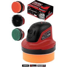 Assur 2000 Mah. 10 cm Parlatma Yüzeyi, Sünger - Fırça - Zımpara Seti Kırmızı Mini Şarjlı Polisaj Makinesi