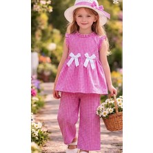 Kız Çocuk Pötikareli  Şapkalı Alt-Üst Takım(3lü Set)