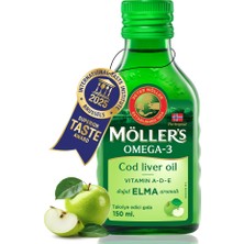 Möller's Möller’s Omega 3 Morina Balık Yağı Şurup 150 ml Elma Aromalı, DHA, EPA ve A, D, E Vitaminli, Çocuklar ve Yetişkinler için Saf, Doğal