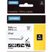 Dymo Rhino Pro Etiketi Renkli Vinil 9 Mmx5,5 mt Beyaz Üzerine Siyah 18443