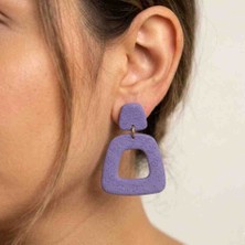 Ödül Moda Polimer Kil Özel Tasarım Mor Küpe