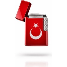 Tisaati Lüks Premium Serisi Özel Tasarım Türkiye Ay Yıldız Temalı Desenli Çakmak-Özel Çakmak Kutusu