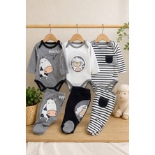 Bubito Kuzu ve Inek Desenli Çok Renkli 3'lü Bebek Alt Üst Takım Erkek Çocuk İçin Eğlenceli Tasarım