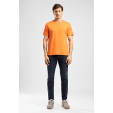 Lee Cooper Logos Erkek Regular Fit %100 Pamuk Baskılı Bisiklet Yaka T-Shirt Turuncu