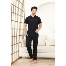 Enisena Erkek Pijama Takımı -%100 Pamuk -3 Düğmeli-Yaka Roba Biyeli 12608