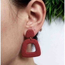 Ödül Moda Polimer Kil Özel Tasarım Bordo Küpe