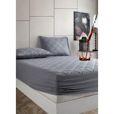 Gri Sıvı Geçirmez Alez - Tek-Çift Kişilk Alez- Bebek ALEZ-%100 Pamuk- Kapitoneli Alez- Fitted(Yatağı Saran) Yatak Koruyucu Alez Çarşaf (90X190)