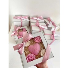 Çağıl Candles Pembe Konsept Mum Özel Gün Hediye Kutusu | Kalp & Gül Mum Seti