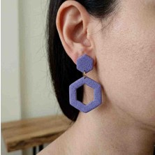 Ödül Moda Polimer Kil Özel Tasarım Mor Küpe