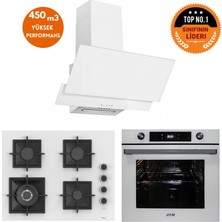 Afm Tech ve Ferre Marka Qh 8 Prog. Turbolu Beyaz Dijital Ankastre Set (SC406-WFA WOK+FM7701+FM3301)