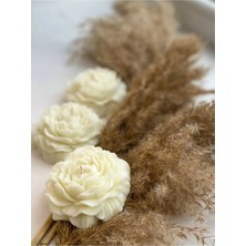 Çağıl Candles Beyaz Gül Figürlü Soya Mum | 10 Adet El Yapımı Dekoratif Mum | Söz Hediye