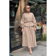 Clande Pamuk Brode Etekli Takım 2601-3044T Vizon