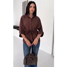 Noa Noa Kadın Kol Katlama Detaylı Kuşaklı Gömlek