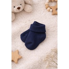 Amelio Kids Amélio Kids Lacivert Organik Pamuk Katlamalı Unisex Yenidoğan Soket Çorap