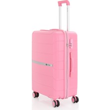 Mçs Unisex Polipropilen Lüx ve Hafif 4 Çift Tekerli 360C° Dönebilir Kırılmaz Valiz (Kabin-Orta-Büyük)