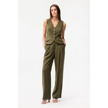 Love My Body Beli Lastikli Pantolon Haki 153L9977000