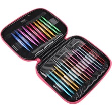 İğne İzi Renkli Metal Örgü Şiş Seti – 13 Boy Şiş Ucu Seti - Taşıma Çantası - Profesyonel Örgü Şiş Set - Renkli Örgü Şiş Ucu Seti