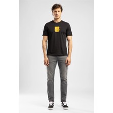 Lee Cooper Dorer Erkek Regular Fit %100 Pamuk Baskılı Bisiklet Yaka T-Shirt Siyah