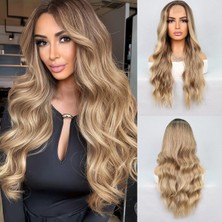 Chic Haven Kumral Dore Sarı Ombre Balköpüğü Röfleli Tül Peruk