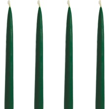 Mum 4 Adet Standart Şamdan Mumu 25CM Boy 2cm Kalınlık Yeşil Dekoratif Mum (Yeşil)