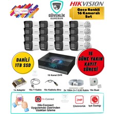 Hikvision Gece Renkli 16 Kameralı Ahd Güvenlik Seti 2mp 1tb Dahili SSD 16 Kanal Dvr