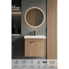 Karen Banyo Kasırga Sonomo 50 Cm, LED Aynalı, Banyo Dolabı Seti, Seramik Lavabo Dahil, Sonomo, Mdf, Led'li