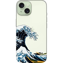 - 15 Şeffaf Telefon Kılıfı – Kanagawa Dalgası Tasarımlı Yumuşak Silikon Koruma Kılıfı - Şeffaf
