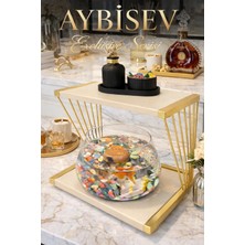 Reyo Ok-Ay Store Exclusive Işıklı Beta Akvaryum ve Fanus Modern Tasarım LED Aydınlatmalı Modern Temalı Fanus Gold-Krem