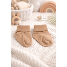 Amelio Kids Amélio Kids Kahve Organik Pamuk Katlamalı Unisex Yenidoğan Soket Çorap