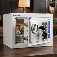 Closter C17WH Ev Tipi Çelik Para Kasası 17X23X17 cm Beyaz