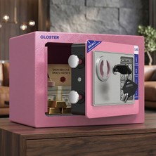 Closter C17PK Ev Tipi Çelik Para Kasası 17X23X17 cm Pembe